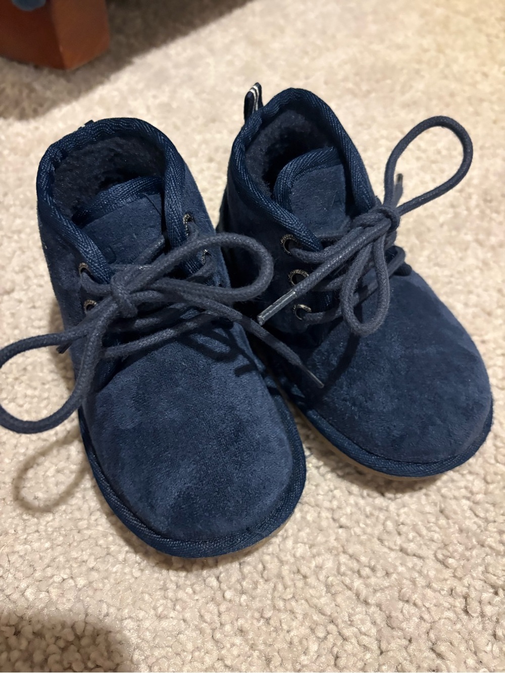 Nautica Navy Blue Suede Lace-Up Kids Boots